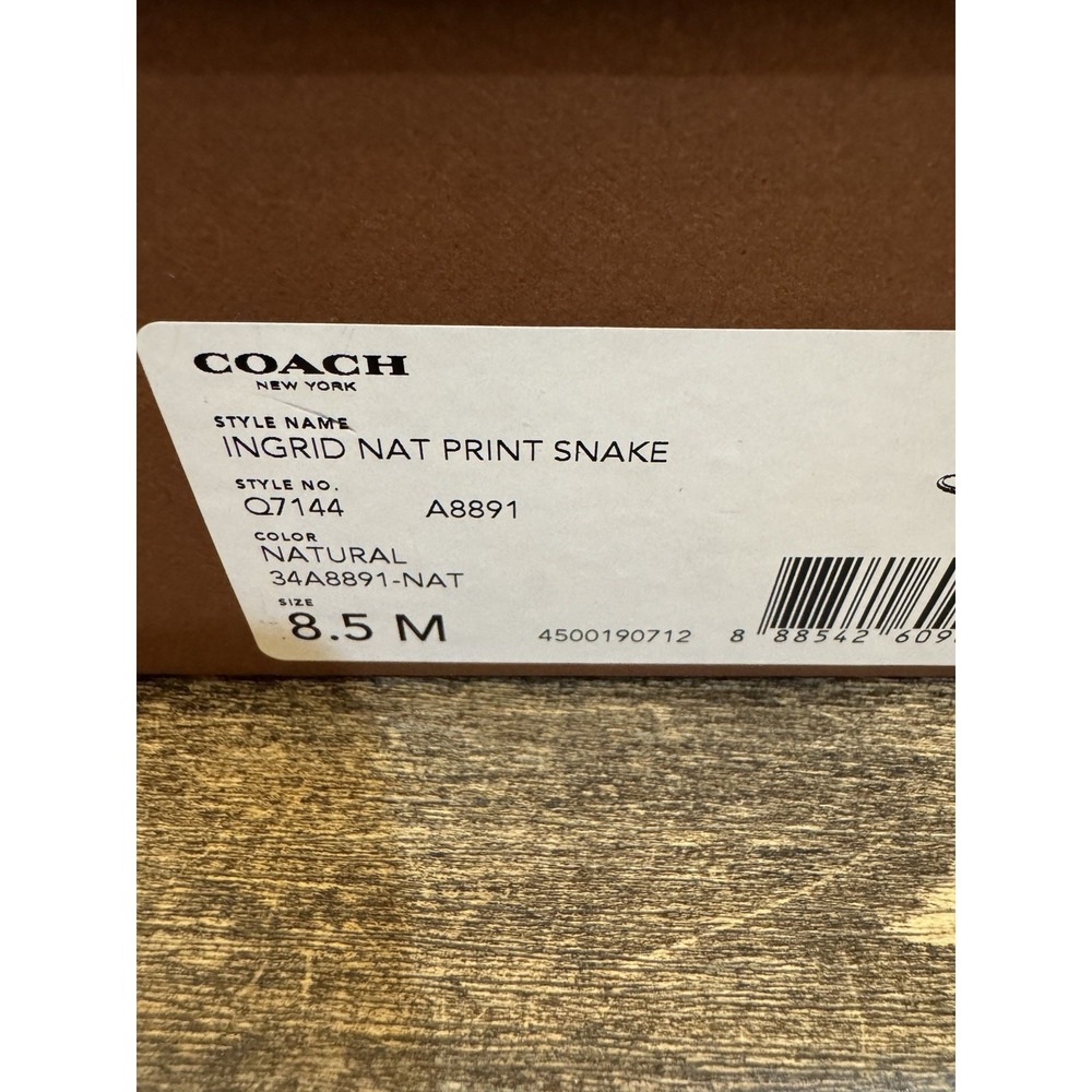 COACH Ingrid Natural Snake Print Leather Thong Wedge Sandals‎ Women's Size 8.5 - Picture 10 of 12
